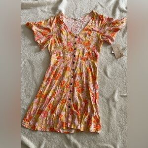 NWT Rewind Women Yellow Floral Dress Size M